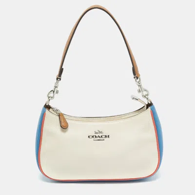 Pre-owned Coach Teri Tricolor Leather Shoulder Bag In Multi