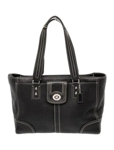 Pre-owned Coach Tessuto Nylon Shoulder Bag In Black