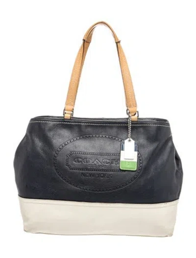Pre-owned Coach Tessuto Nylon Shoulder Bag In Blue