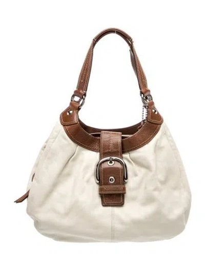Pre-owned Coach Tessuto Nylon Shoulder Bag In White