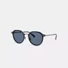 Coach Textured Metal Round Sunglasses In Blue