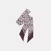 Coach Textured Signature Print Silk Skinny Scarf In Purple