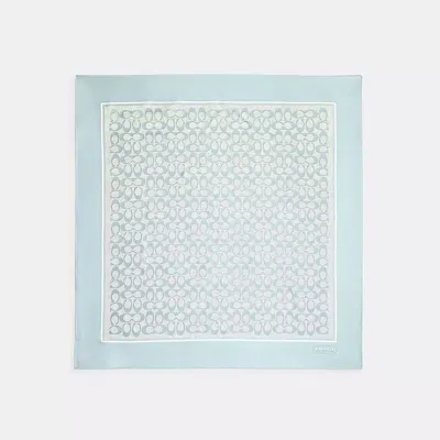 Coach Textured Signature Print Silk Square Scarf In Blue