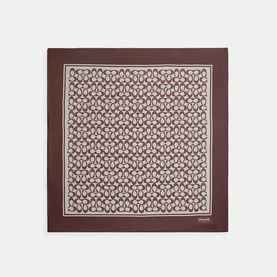 Coach Textured Signature Print Silk Square Scarf In Brown