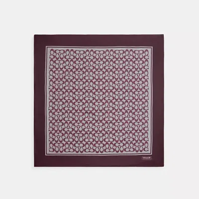 Coach Textured Signature Print Silk Square Scarf In Purple