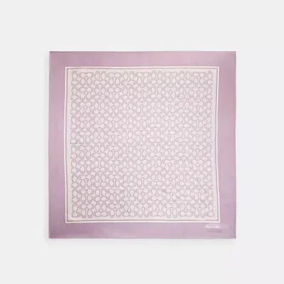 Coach Textured Signature Print Silk Square Scarf In Purple