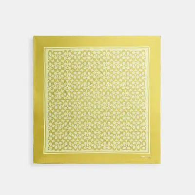 Coach Textured Signature Print Silk Square Scarf In Yellow