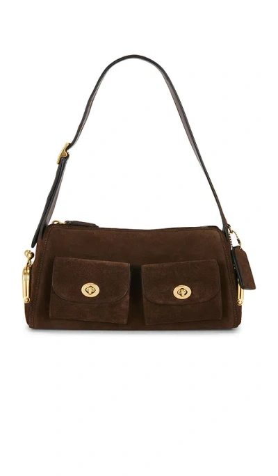 Coach The  Originals Suede Turnlock Haversack 27 In Dark Chocolate