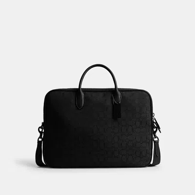 Coach Theo Work Bag In Signature Jacquard In Black