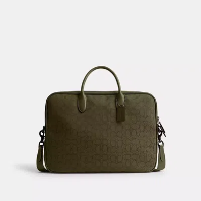 Coach Theo Work Bag In Signature Jacquard In Olive Drab