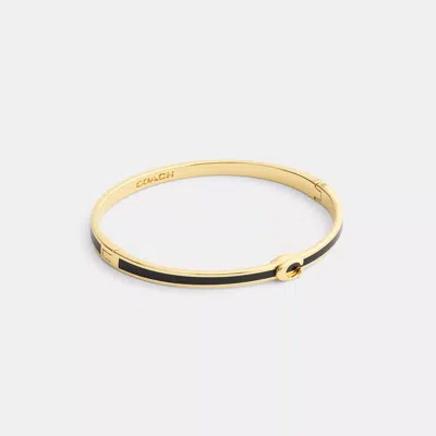 Coach Thin Enamel Signature Hinged Bangle In Black