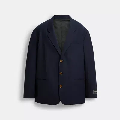 Coach Three Button Blazer In Navy Blue