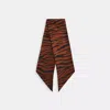 Coach Tiger Print Silk Wide Skinny Scarf In Brown
