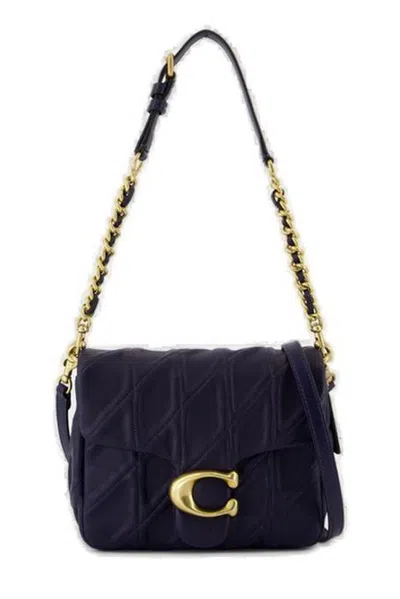 Coach Times Square Tabby Logo Plaque Shoulder Bag In Blue