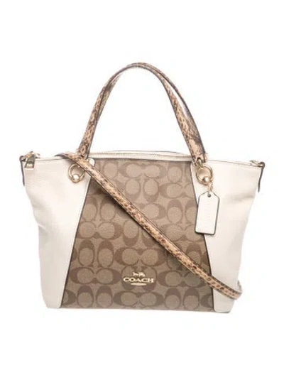 Pre-owned Coach Top Handle Bag In Brown/neutrals