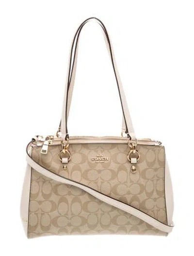 Pre-owned Coach Top Handle Bag In Neutral