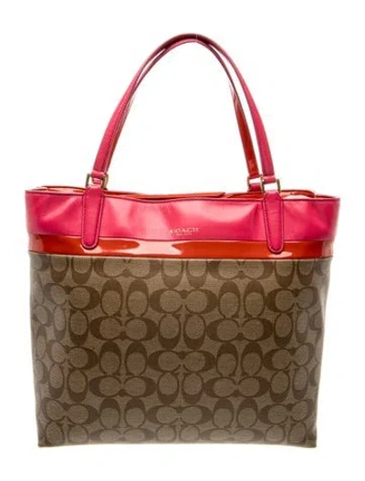 Pre-owned Coach Top Handle Bag In Neutral