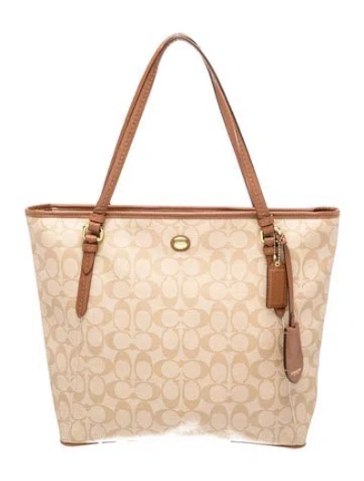 Pre-owned Coach Top Handle Bag In Neutral