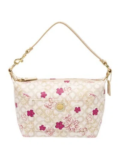 Pre-owned Coach Top Handle Bag In White