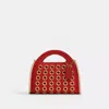 Coach Top Handle Card Case With Grommets In Brass/ruby