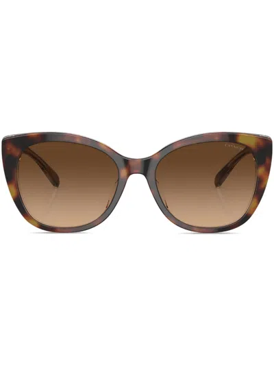 Coach Tortoiseshell-effect Cat Eye Sunglasses In Brown