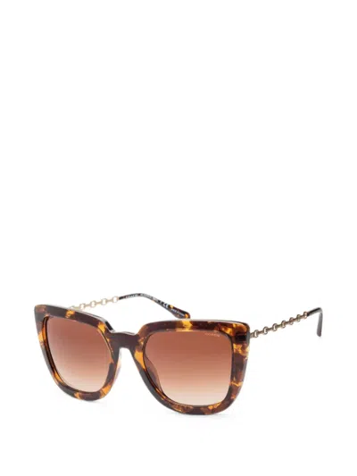 Coach Tortoiseshell-effect Chain-link Sunglasses In Brown