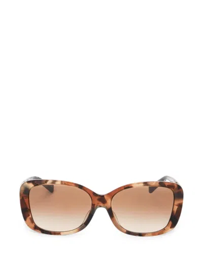 Coach Tortoiseshell-effect Rectangle-frame Sunglasses In Brown
