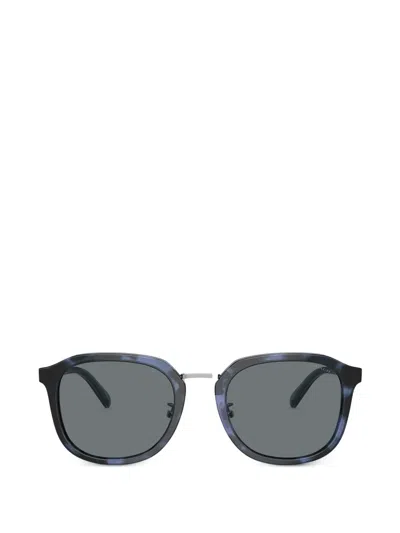 Coach Tortoiseshell-effect Round-frame Sunglasses In Gray
