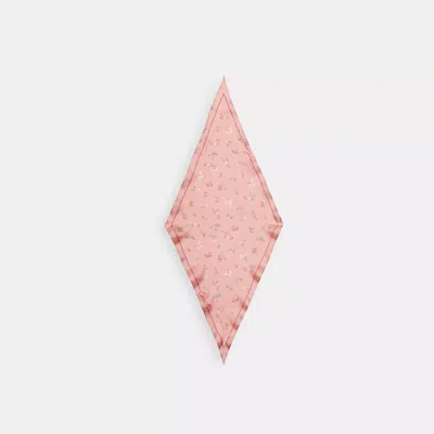 Coach Tossed Floral Print Silk Diamond Scarf In Pink