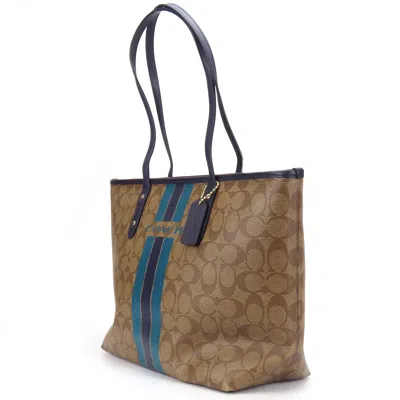 Coach Tote Bag F38405 Leather Pvc Canvas In Brown
