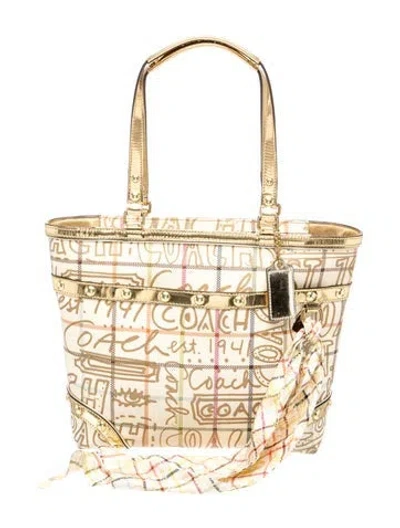 Pre-owned Coach Tote In Metallic/neutrals