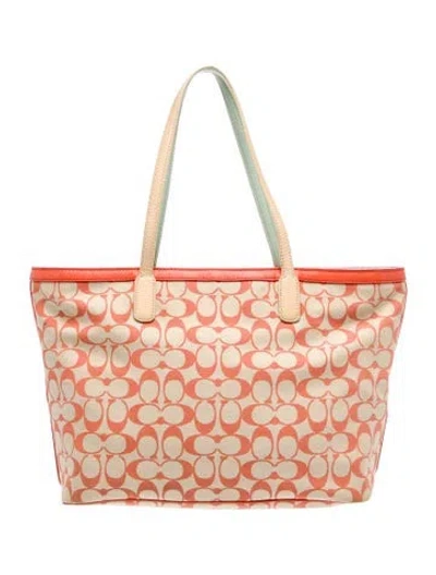 Pre-owned Coach Tote In Neutral