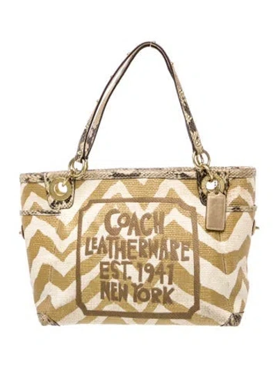 Pre-owned Coach Tote In Neutral