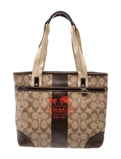 Pre-owned Coach Tote In Neutrals