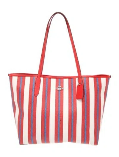 Pre-owned Coach Tote In Red/white