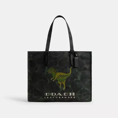 Coach Tote With Camo Print And Rexy In Multi