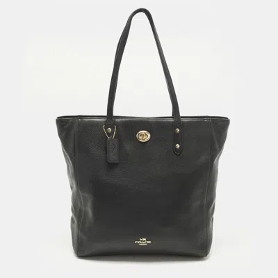 Pre-owned Coach Town Black Leather Tote