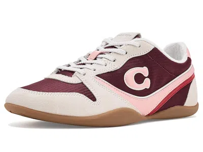 Coach Track Sneakers With Signature Women's Flat Shoes Dark Cherry/candy Pink: 8.5 M, Suede/synthetic In Burgundy