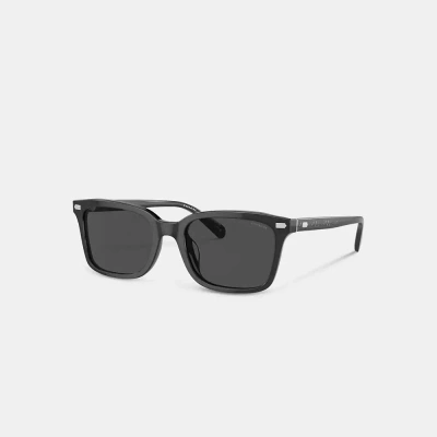 Coach Narrow Square Sunglasses In Transparent Dark Grey