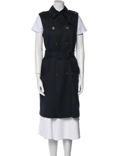 Pre-owned Coach Trench Coat In Blue