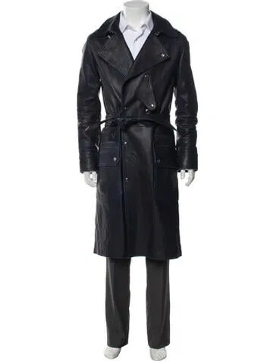 Pre-owned Coach Trench Coat In Blue