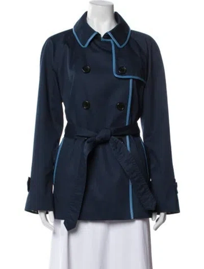 Pre-owned Coach Trench Coat In Blue