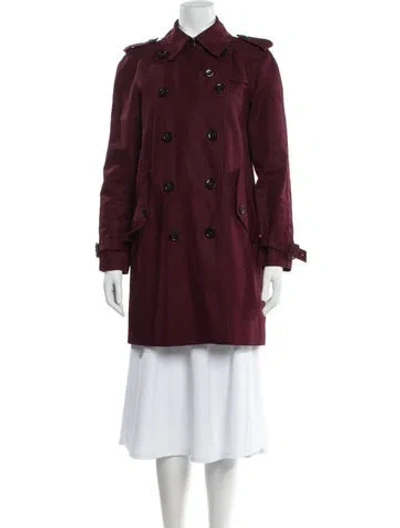 Pre-owned Coach Trench Coat In Burgundy