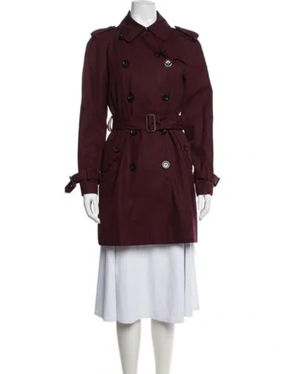 Pre-owned Coach Trench Coat In Burgundy