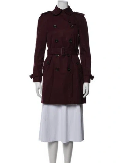 Pre-owned Coach Trench Coat In Burgundy