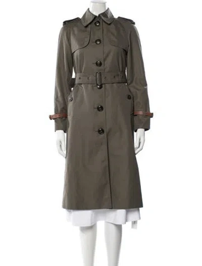 Pre-owned Coach Trench Coat In Green