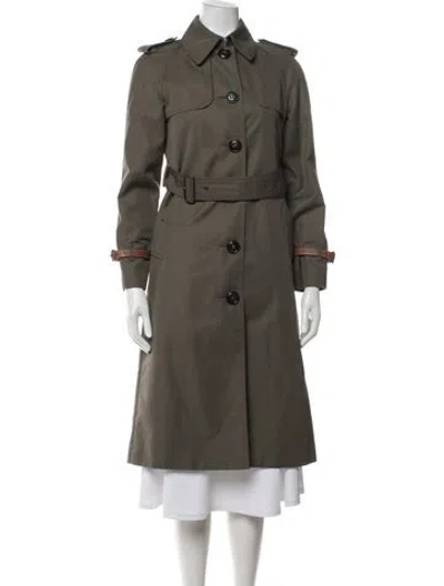 Pre-owned Coach Trench Coat In Green