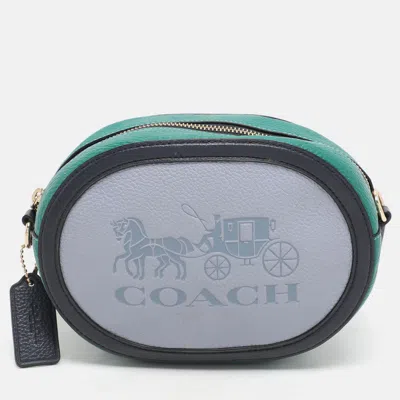 Pre-owned Coach Tricolor Leather Horse And Carriage Camera Crossbody Bag In Multi