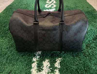 Pre-owned Coach Trkr Monogram Duffle Bag In Brown