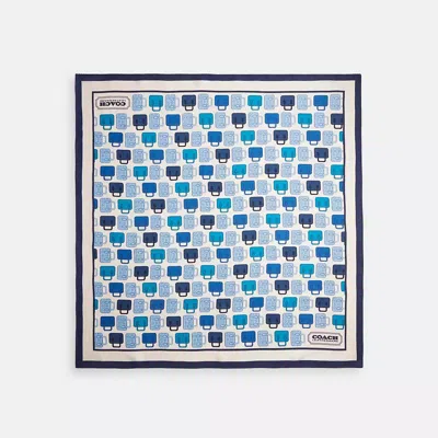 Coach Trompe L'oeil Bag Print Silk Square Scarf In Blue Multicolor